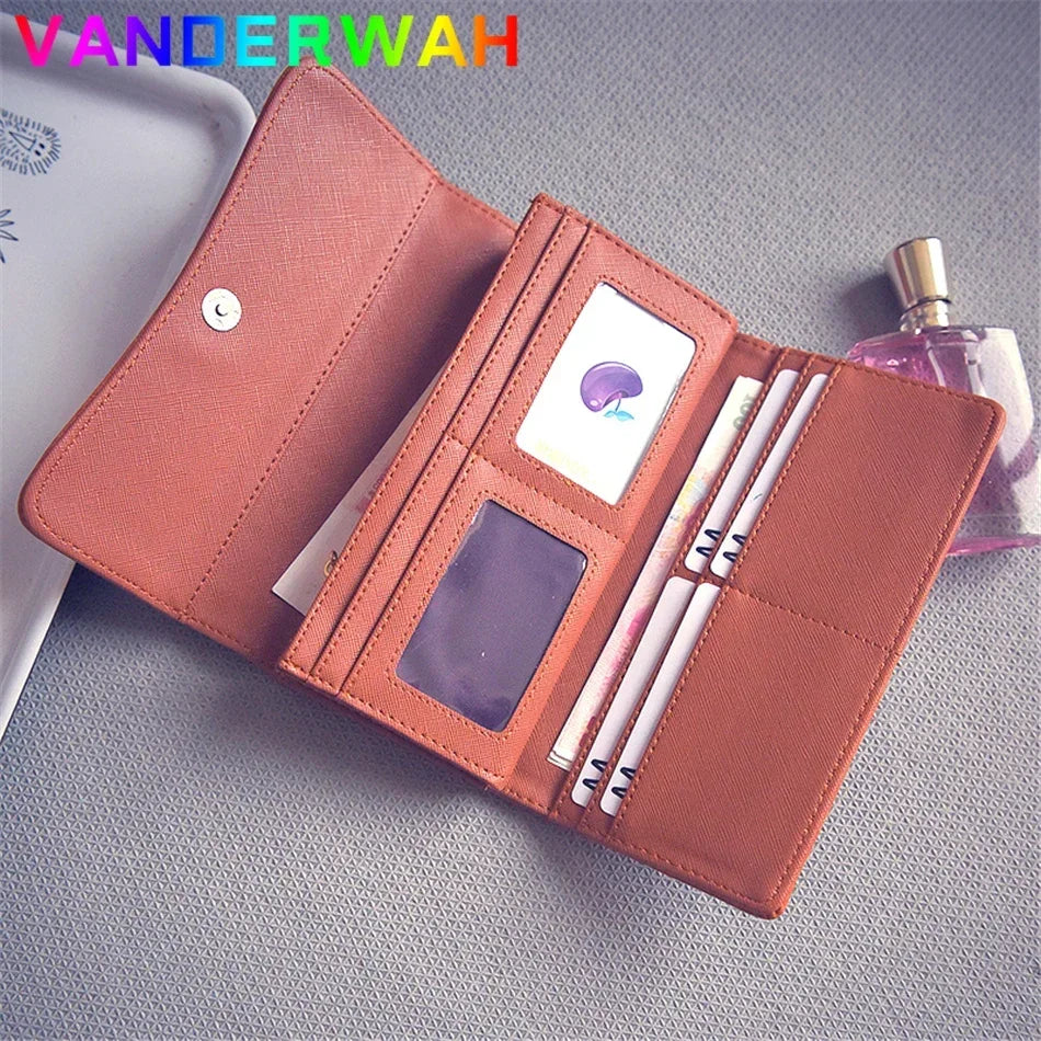 Vintage Long Short Wallet Bag Leather Purses Retro Card Holder Female Clutch Case Party Pouch Phone