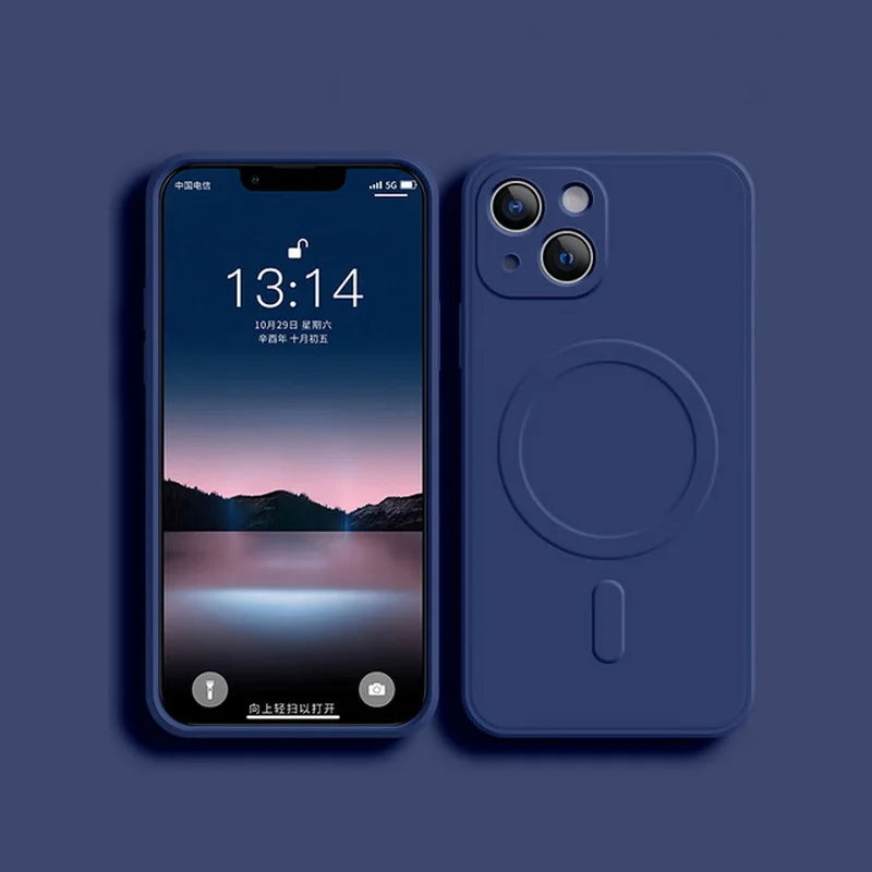Liquid Silicone Shockproof Case For iPhone 17/ 16/ 15/ 14/ 13/ 12/ 11 Pro Max Plus Phone Magnetic Wireless Charger For Magsafe Cover