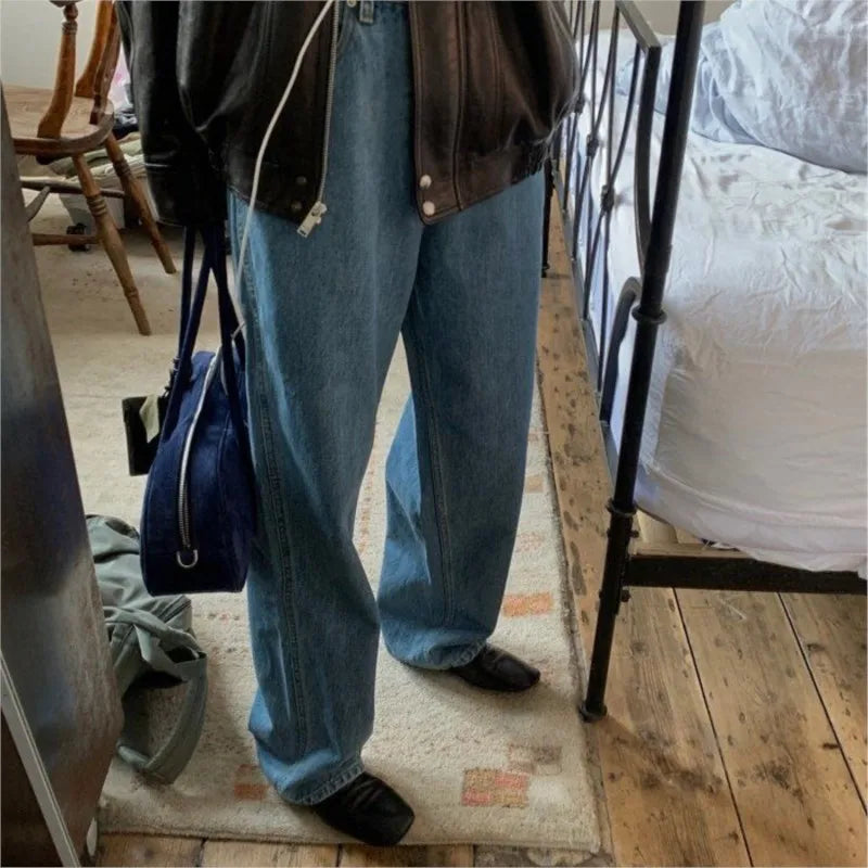 Vintage Blue Women High Street Suede Surface Chic Casual Handbag