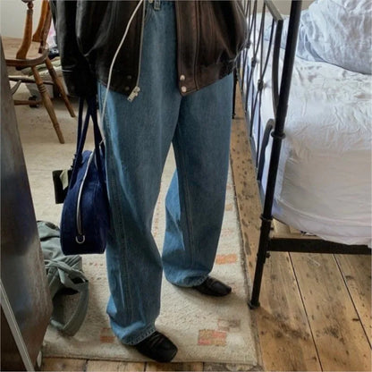 Vintage Blue Women High Street Suede Surface Chic Casual Handbag