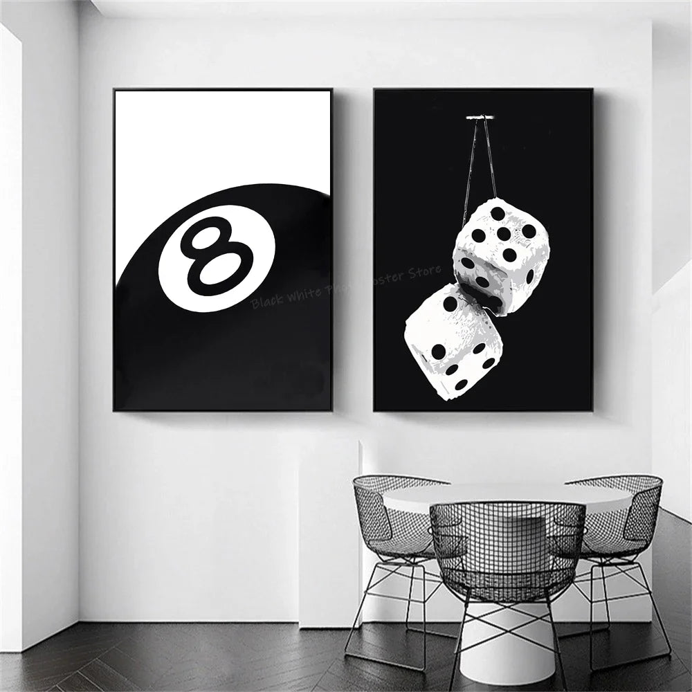 8-Ball Dinosaur Funny Art Poster – Billiards Wall Print