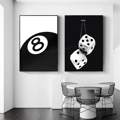 8-Ball Dinosaur Funny Art Poster – Billiards Wall Print