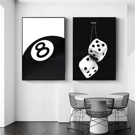 8-Ball Dinosaur Funny Art Poster – Billiards Wall Print