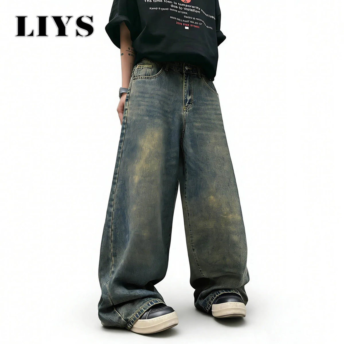 Men's Oversized Baggy Wide Leg Jeans – Light Blue Retro