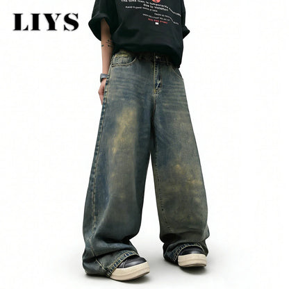 Men's Oversized Baggy Wide Leg Jeans – Light Blue Retro